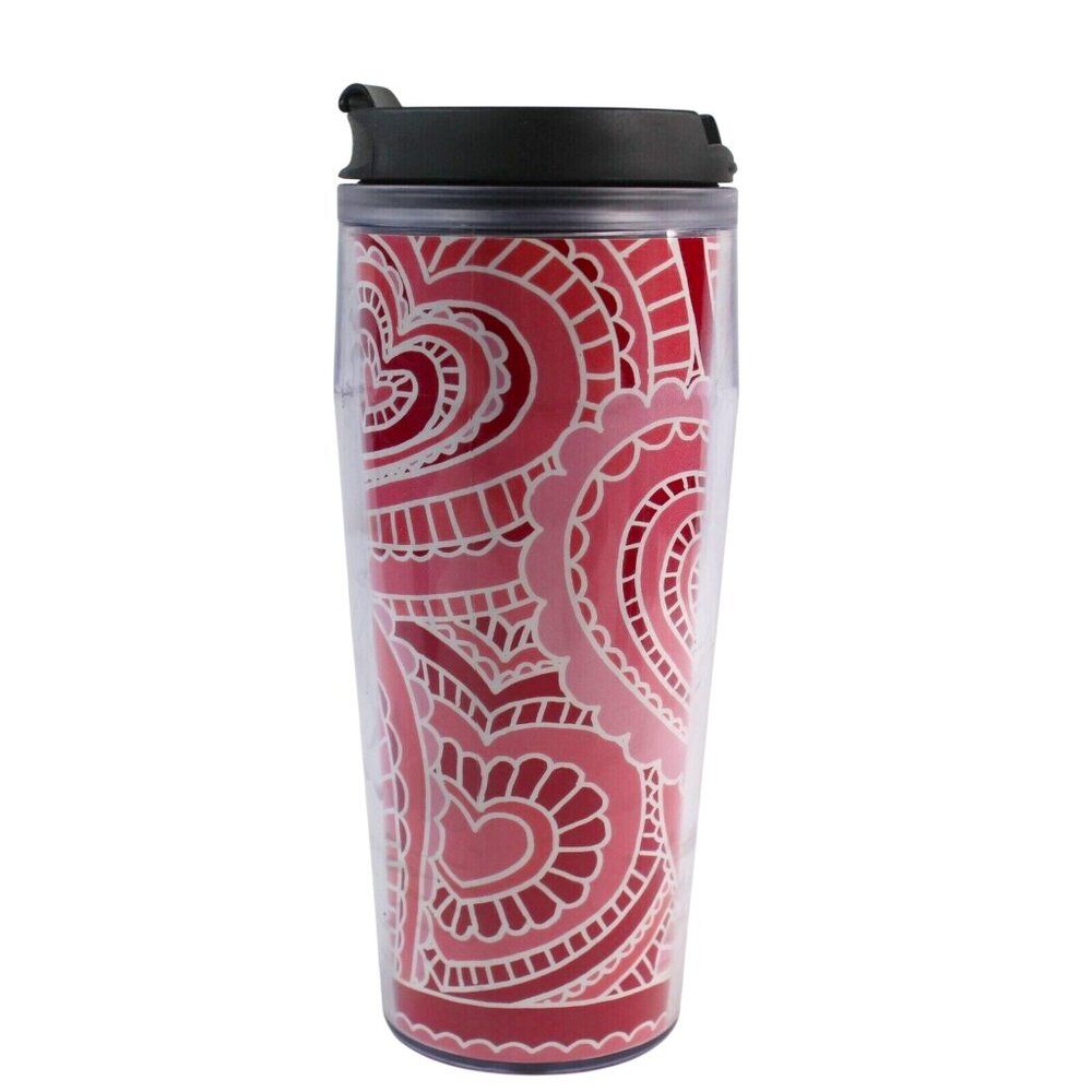 VTG Starbucks Valentines Day Red Pink Hearts Tumbler Travel Coffee 2004 16 Oz - Picture 1 of 5